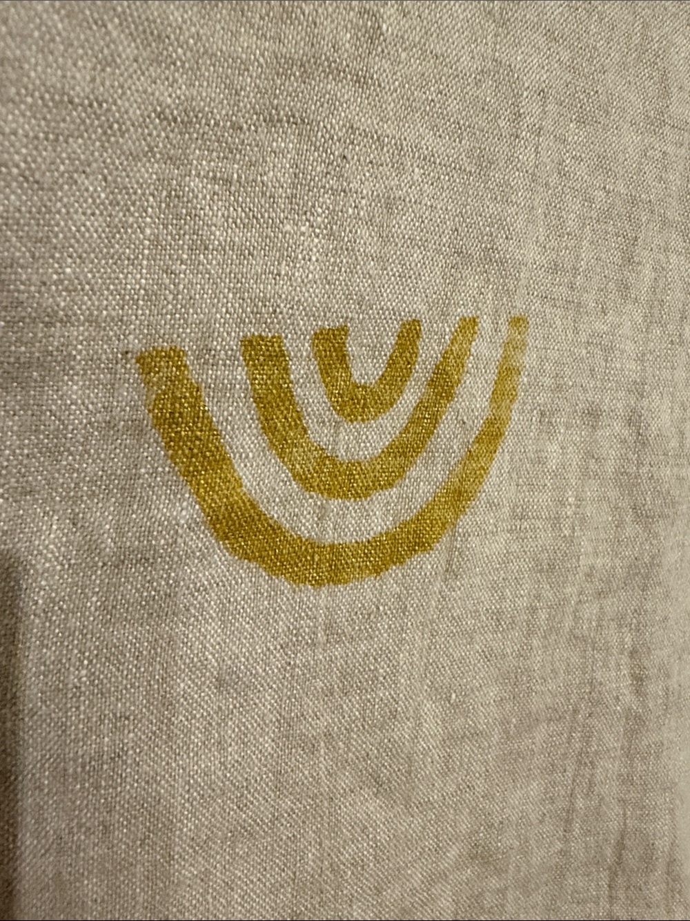 Love To Love You Linen Top Blouse with Hand Printed Rainbows Made in PDX L - Picture 4 of 5